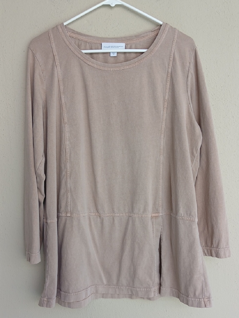 J. Jill Pure Jill Organic Cotton Seamed Tunic Long Sleeve Shirt Top XL